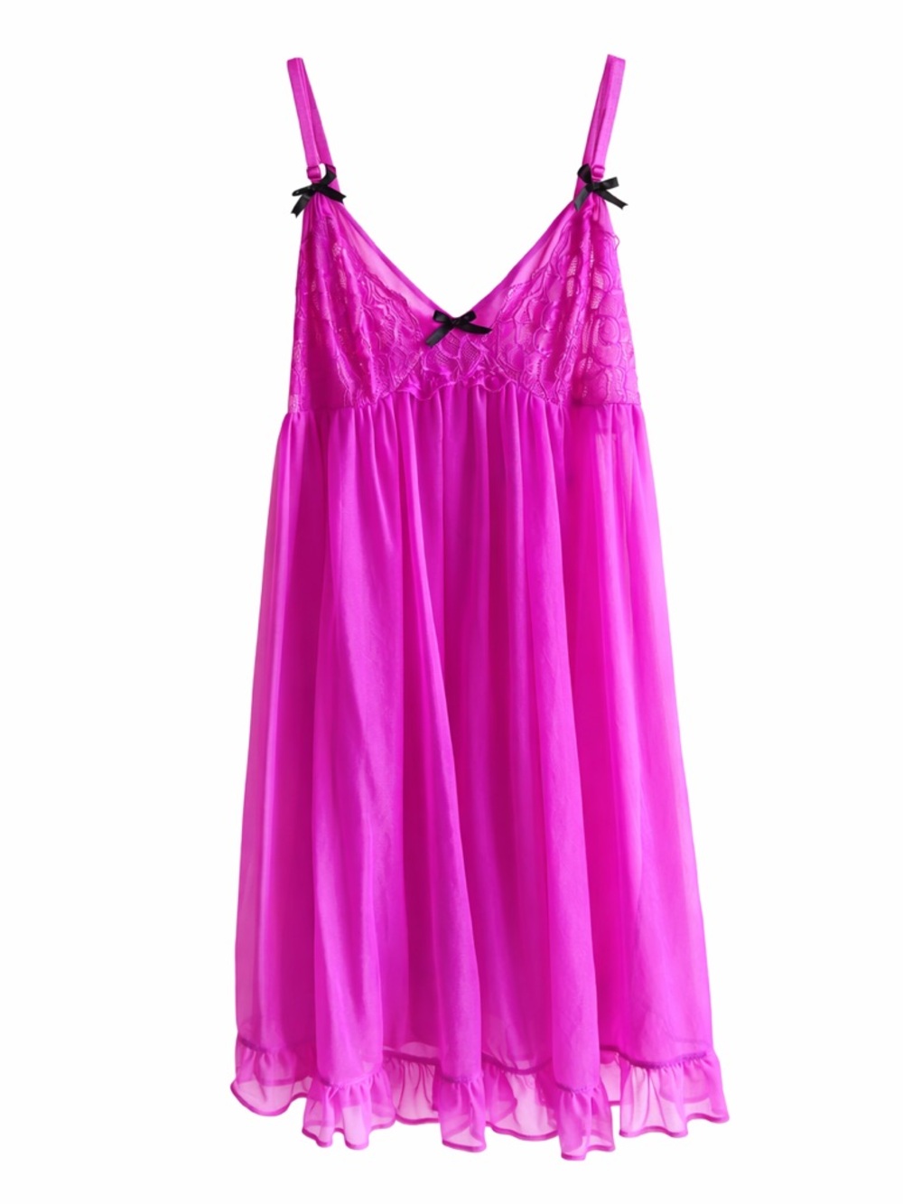 Y2K Betsey Johnson Magenta Babydoll Slip Puff Dress